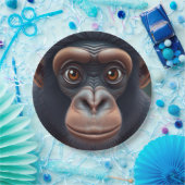Schattige Crazy Funny Chimpansee Anime Portret Papieren Bordje (Feest)