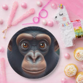 Schattige Crazy Funny Chimpansee Anime Portret Papieren Bordje (Feest)