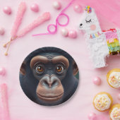 Schattige Crazy Funny Chimpansee Anime Portret Papieren Bordje (Feest)