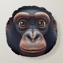 Schattige Crazy Funny Chimpansee Anime Portret Rond Kussen