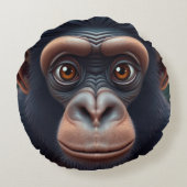 Schattige Crazy Funny Chimpansee Anime Portret Rond Kussen (Achterkant)