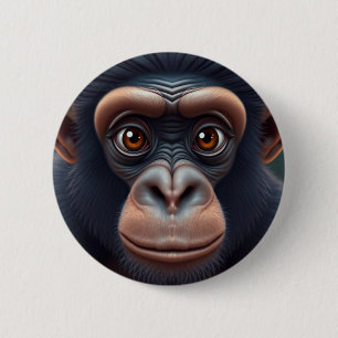 Schattige Crazy Funny Chimpansee Anime Portret Ronde Button 5,7 Cm