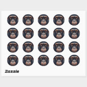 Schattige Crazy Funny Chimpansee Anime Portret Ronde Sticker (Vel)