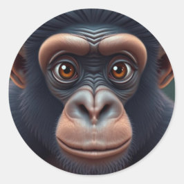 Schattige Crazy Funny Chimpansee Anime Portret Ronde Sticker