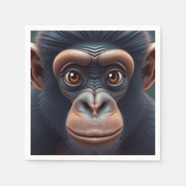 Schattige Crazy Funny Chimpansee Anime Portret Servet