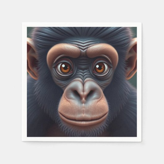Schattige Crazy Funny Chimpansee Anime Portret Servet (Voorkant)