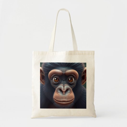 Schattige Crazy Funny Chimpansee Anime Portret Tote Bag (Voorkant)