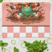 Schattige Crazy Pig Lad Tekst toevoegen Theedoek (Gevouwen)