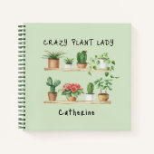 Schattige Crazy Plant Lady Waterverf Planten Custo Notitieboek (Voorkant)