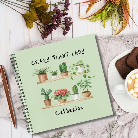 Schattige Crazy Plant Lady Waterverf Planten Custo Notitieboek
