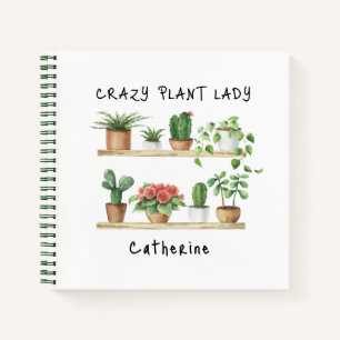 Schattige Crazy Plant Lady Waterverf Planten Custo Notitieboek