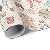 Schattige Cream Baby's Eerste Kerstdag Gepersonali Cadeaupapier (Rol Hoek)