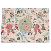 Schattige Cream Baby's eerste kerstgewoonte Groot Cadeauzakje (Voorkant)