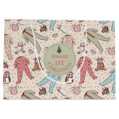 Schattige Cream Baby's eerste kerstgewoonte Groot Cadeauzakje (Achterkant)