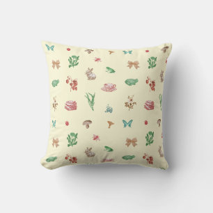 Schattige Cream Cottagecore Esthetisch Patroon Kussen