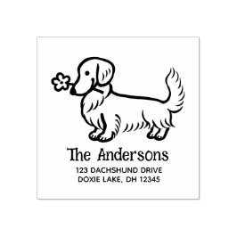 Schattige Cream Lang Dachshund Retouradres Rubberstempel