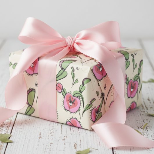 Schattige Cream Venus Flytrap Vastgelopen op Je Li Cadeaupapier