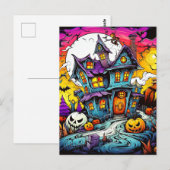 Schattige Creatief Halloween Haunted House Briefkaart (Voorkant / Achterkant)