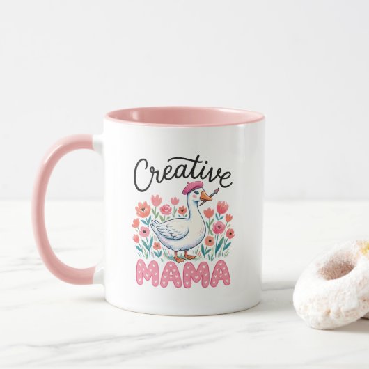 Schattige creatieve Mama gans woordkunst  Mok (Met donut)