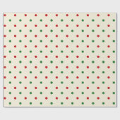 Schattige crème rood groen polka dots patroon Kers Cadeaupapier (Vlak)