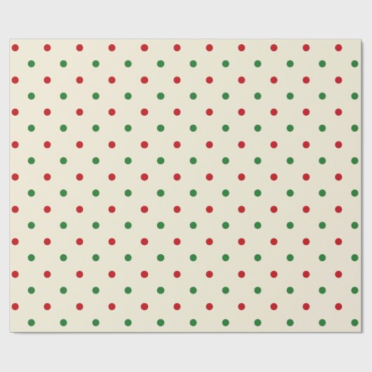 Schattige crème rood groen polka dots patroon Kers Cadeaupapier (Vlak)