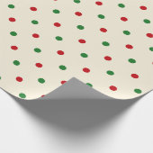 Schattige crème rood groen polka dots patroon Kers Cadeaupapier (Hoek)
