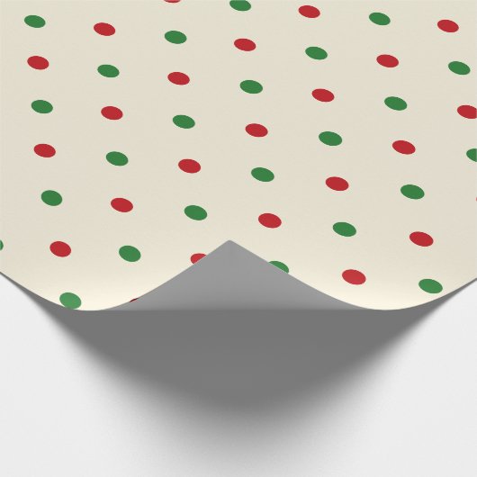 Schattige crème rood groen polka dots patroon Kers Cadeaupapier (Hoek)
