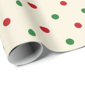 Schattige crème rood groen polka dots patroon Kers Cadeaupapier (Rol Hoek)