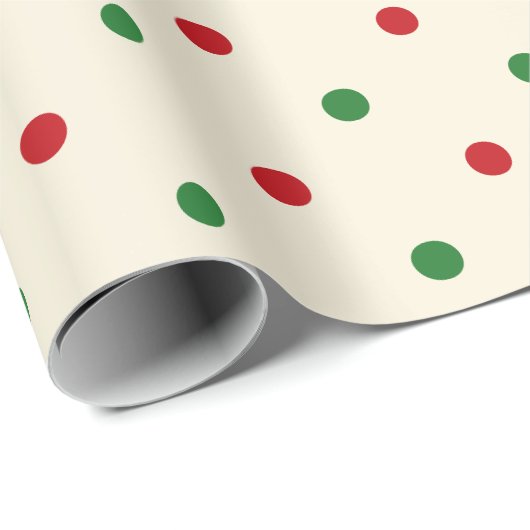 Schattige crème rood groen polka dots patroon Kers Cadeaupapier (Rol Hoek)