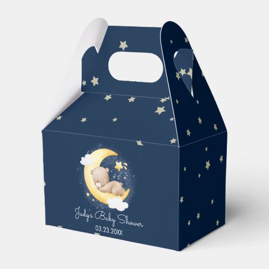 Schattige Crescent Navy Moon Teddy Bear Baby showe Bedankdoosjes (Achterkant)