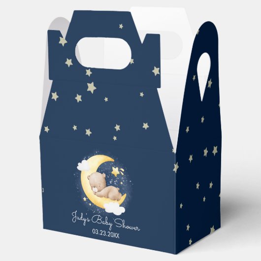 Schattige Crescent Navy Moon Teddy Bear Baby showe Bedankdoosjes (Geopend)