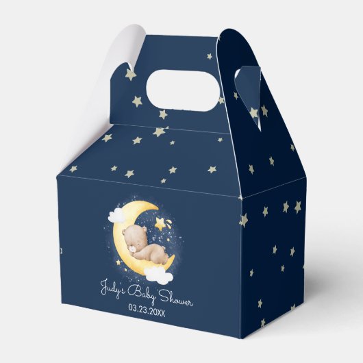 Schattige Crescent Navy Moon Teddy Bear Baby showe Bedankdoosjes (Voorkant Zijde)
