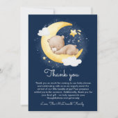Schattige Crescent Navy Moon Teddy Bear Baby showe Bedankkaart (Voorkant)