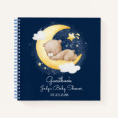 Schattige Crescent Navy Moon Teddy Bear Baby showe Notitieboek (Voorkant)