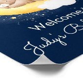 Schattige Crescent Navy Moon Teddy Bear Baby showe Poster (Hoek)