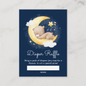 Schattige Crescent Navy Moon Teddy Bear Luierschot Informatiekaartje (Voorkant)