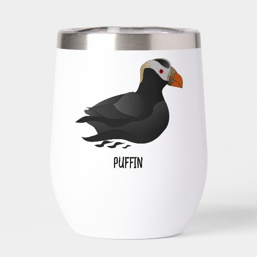 Schattige Crested Puffin Cartoon zwemmen (Achterkant)