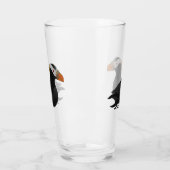 Schattige Crested Puffin Cartoon zwemmen Glas (Links)