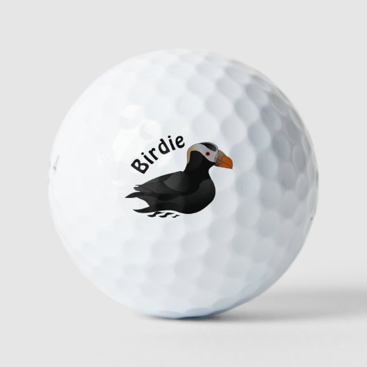 Schattige Crested Puffin Cartoon zwemmen Golfballen (Voorkant)