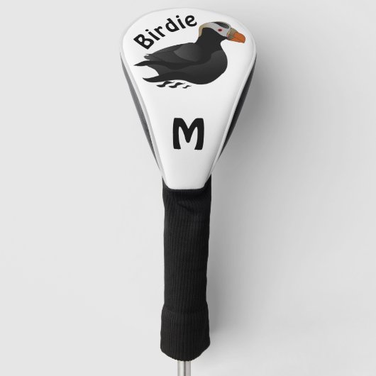 Schattige Crested Puffin Cartoon zwemmen Golfheadcover (Voorkant)