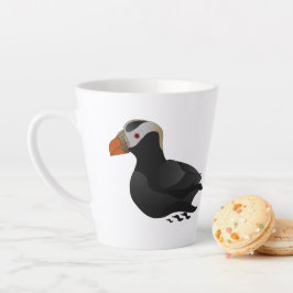 Schattige Crested Puffin Cartoon zwemmen Latte Mok