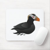 Schattige Crested Puffin Cartoon zwemmen Muismat (Met muis)