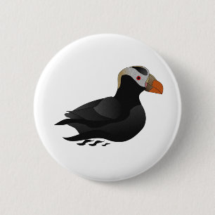 Schattige Crested Puffin Cartoon zwemmen Ronde Button 5,7 Cm