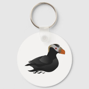 Schattige Crested Puffin Cartoon zwemmen Sleutelhanger