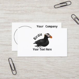 Schattige Crested Puffin Cartoon zwemmen Visitekaartje