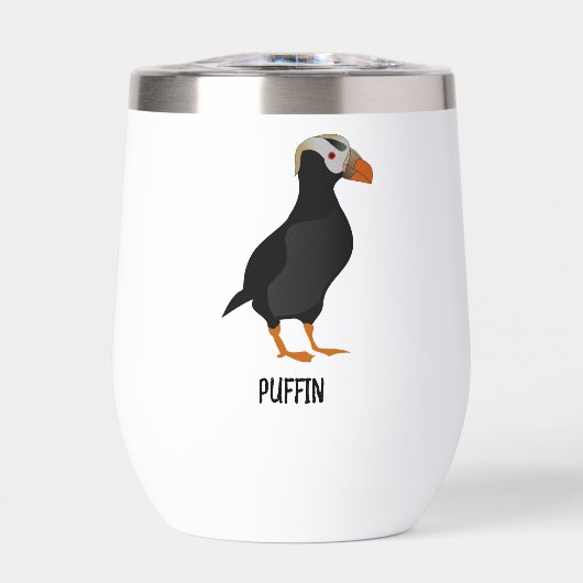 Schattige Crested Puffin Standing Cartoon (Voorkant)