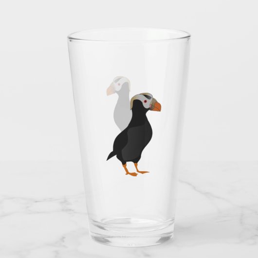 Schattige Crested Puffin Standing Cartoon Glas (Achterkant)