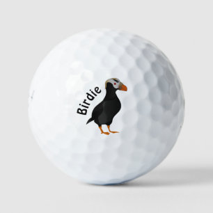 Schattige Crested Puffin Standing Cartoon Golfballen