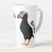 Schattige Crested Puffin Standing Cartoon Latte Mok (Rechterhoek)