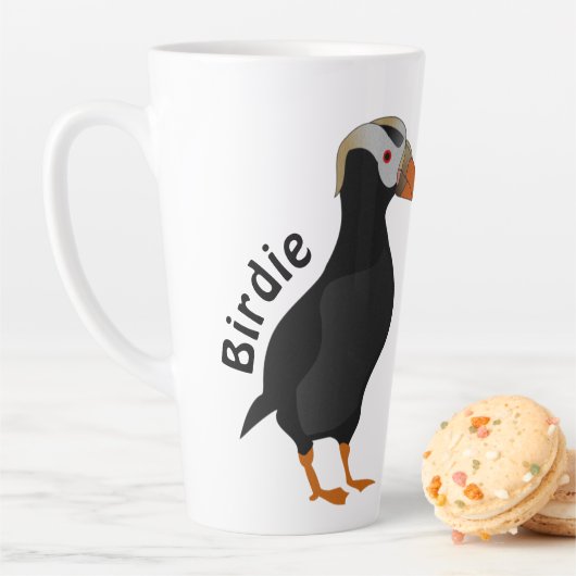 Schattige Crested Puffin Standing Cartoon Latte Mok (In situ)